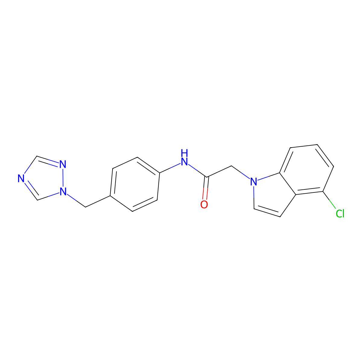 2-(4-chloro-1H-indol-1-yl)-N-[4-(1H-1,2,4-triazol-1-ylmethyl)phenyl]acetamide molecular structure, CAS 1351689-92-3