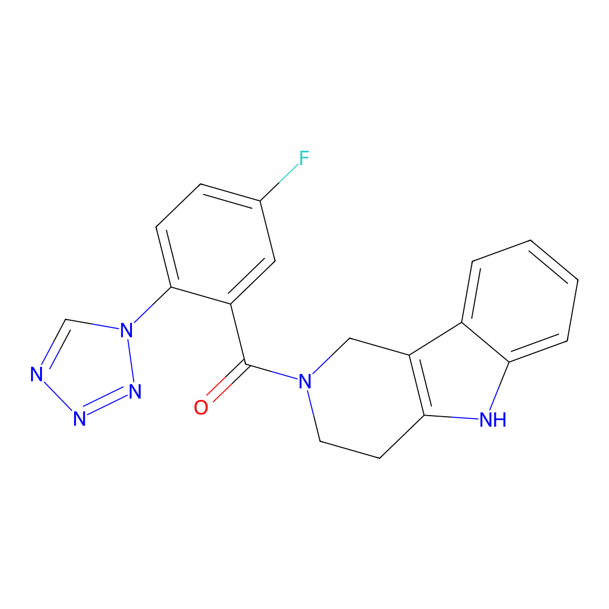 [5-fluoro-2-(1H-tetrazol-1-yl)phenyl](1,3,4,5-tetrahydro-2H-pyrido[4,3-b]indol-2-yl)methanone molecular structure, CAS 1351689-97-8