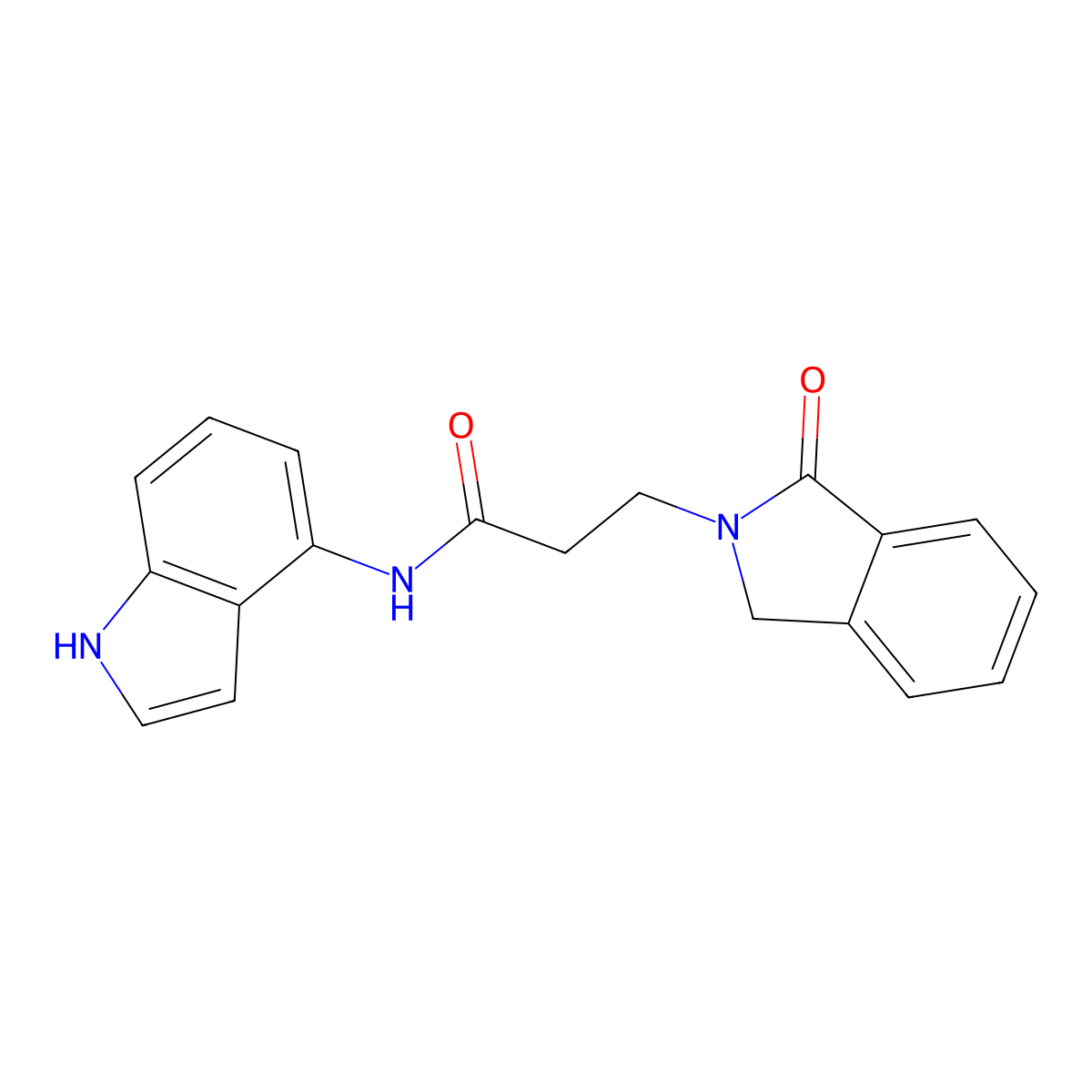 N-(1H-indol-4-yl)-3-(1-oxo-1,3-dihydro-2H-isoindol-2-yl)propanamide molecular structure, CAS 1351690-00-0