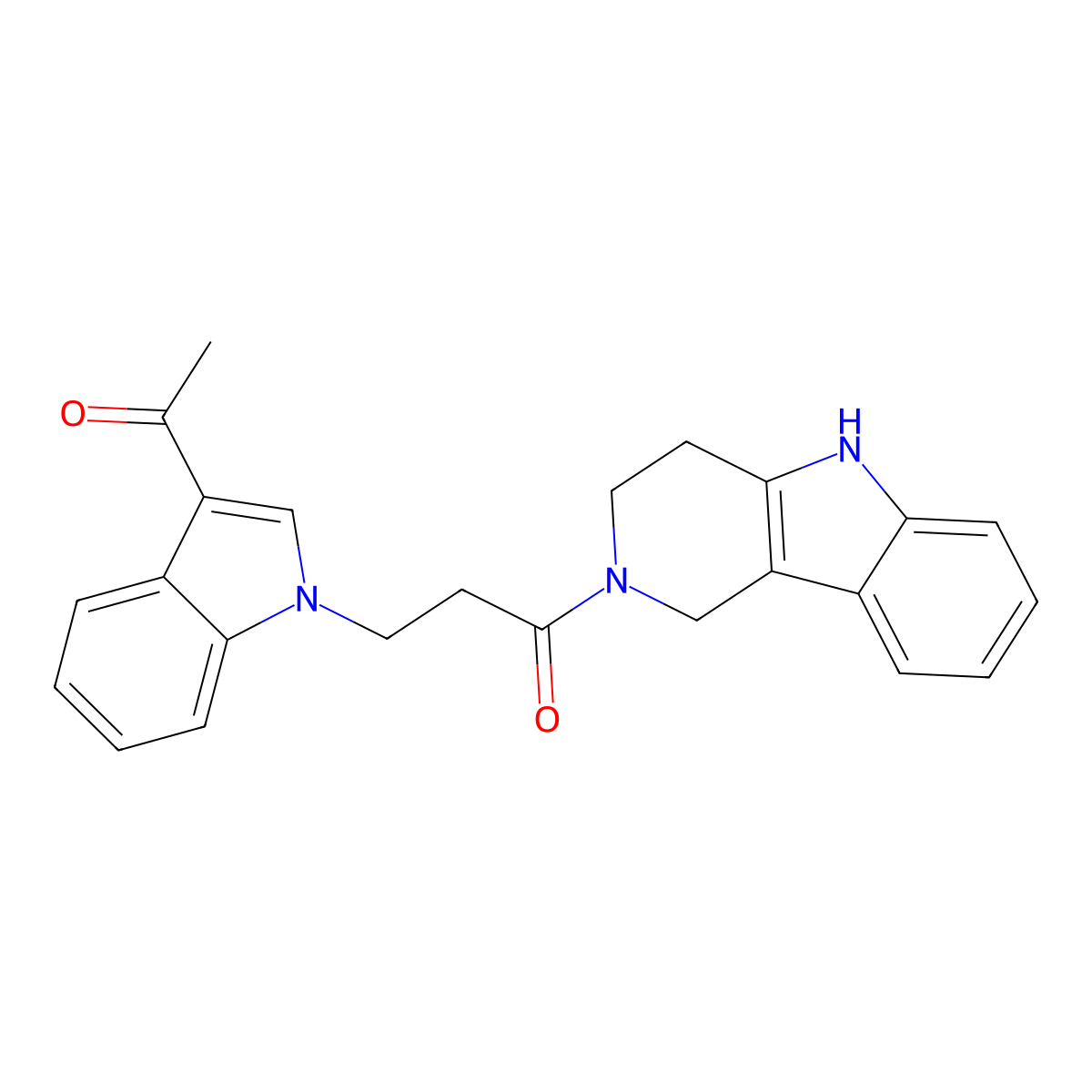 3-(3-acetyl-1H-indol-1-yl)-1-(1,3,4,5-tetrahydro-2H-pyrido[4,3-b]indol-2-yl)-1-propanone molecular structure, CAS 1351690-02-2