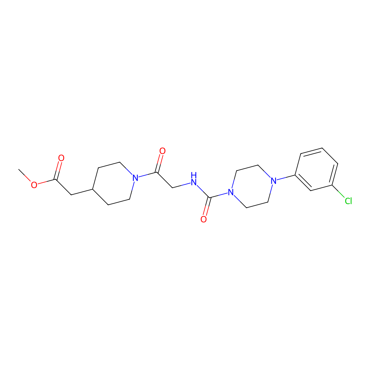 methyl [1-(N-{[4-(3-chlorophenyl)piperazin-1-yl]carbonyl}glycyl)piperidin-4-yl]acetate molecular structure, CAS 1351690-13-5