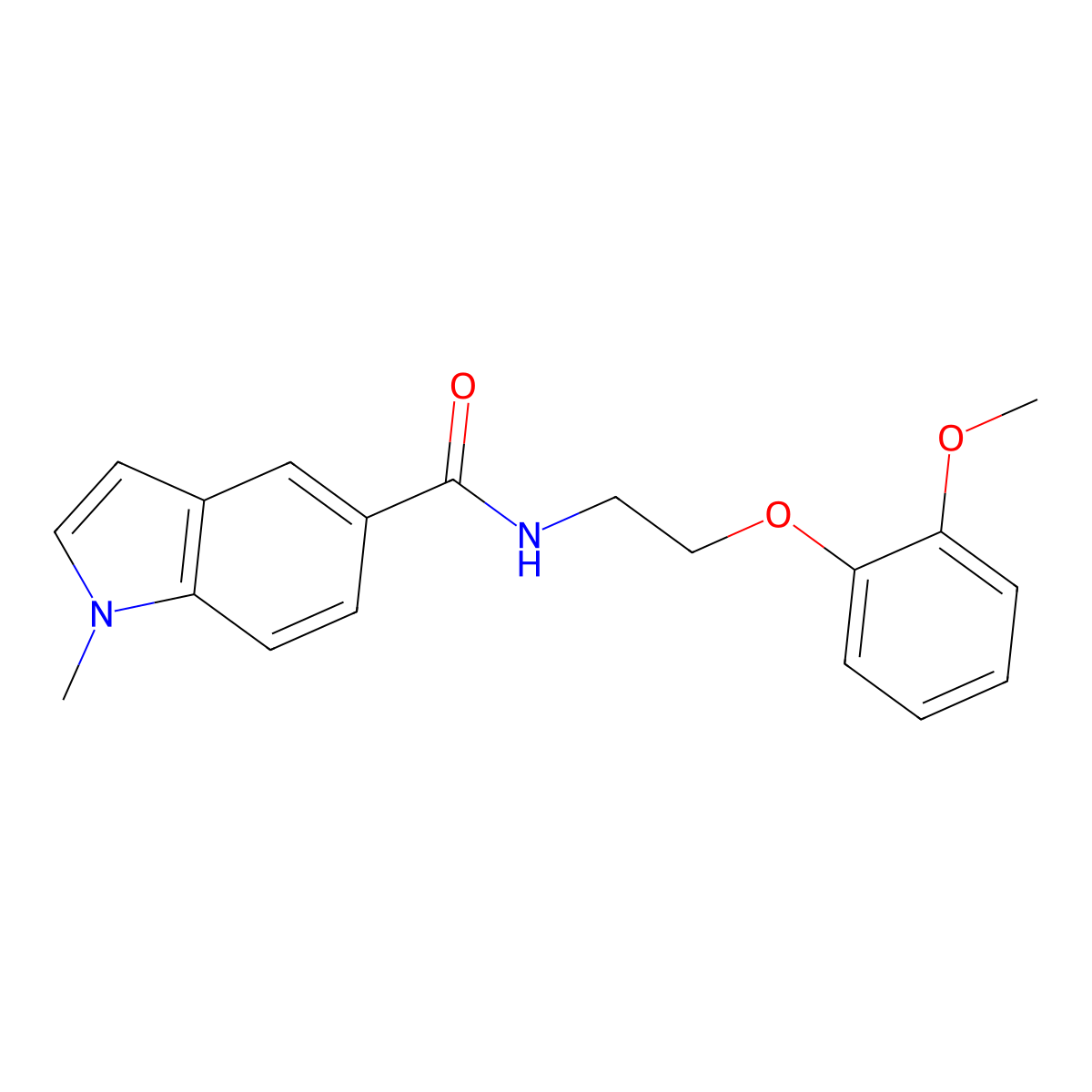 N-[2-(2-methoxyphenoxy)ethyl]-1-methyl-1H-indole-5-carboxamide molecular structure, CAS 1351690-42-0