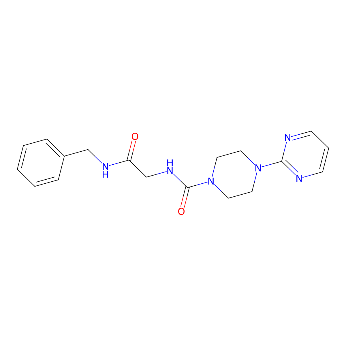 N-[2-(benzylamino)-2-oxoethyl]-4-(pyrimidin-2-yl)piperazine-1-carboxamide molecular structure, CAS 1351690-48-6