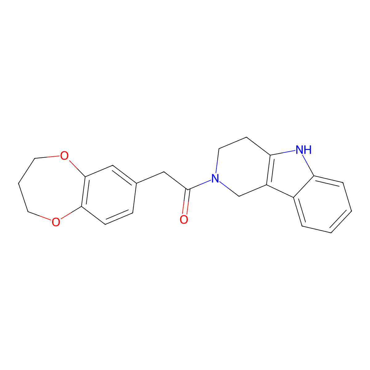 2-(3,4-dihydro-2H-1,5-benzodioxepin-7-yl)-1-(1,3,4,5-tetrahydro-2H-pyrido[4,3-b]indol-2-yl)ethanone molecular structure, CAS 1351690-53-3