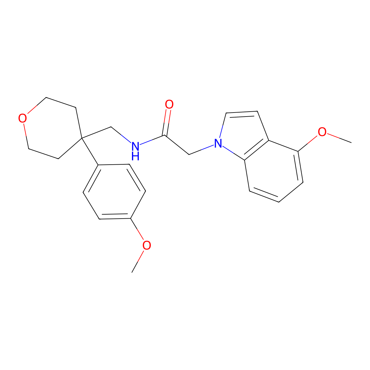 2-(4-methoxy-1H-indol-1-yl)-N-{[4-(4-methoxyphenyl)tetrahydro-2H-pyran-4-yl]methyl}acetamide molecular structure, CAS 1351690-56-6