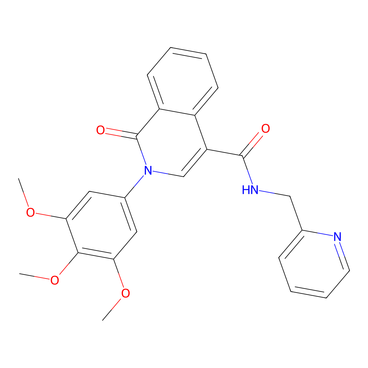 1-oxo-N-(pyridin-2-ylmethyl)-2-(3,4,5-trimethoxyphenyl)-1,2-dihydroisoquinoline-4-carboxamide molecular structure, CAS 1351690-58-8