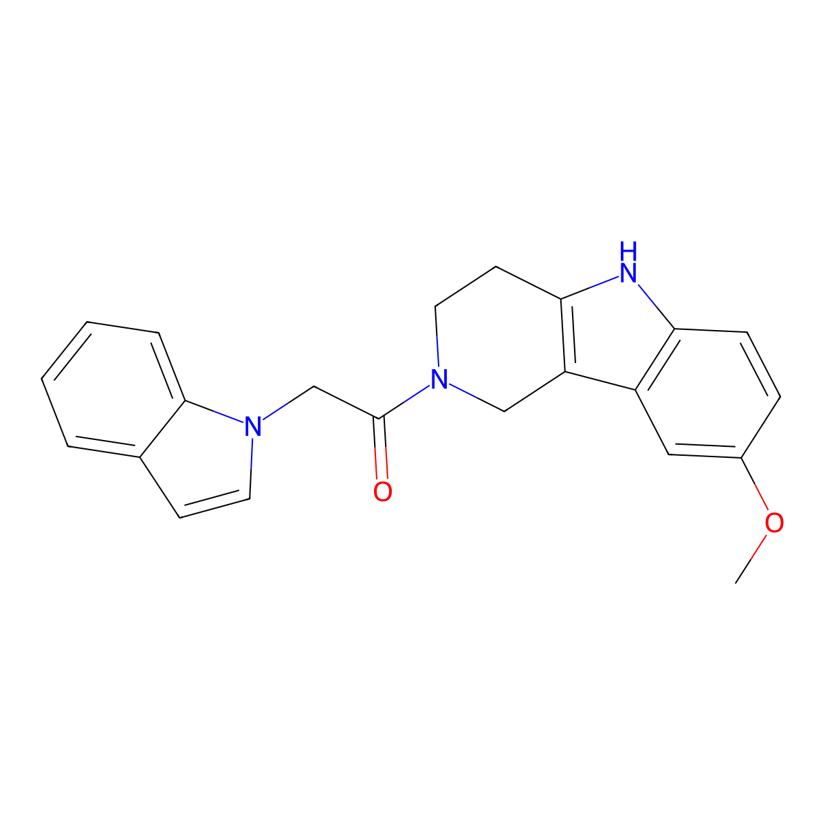 2-(1H-indol-1-yl)-1-(8-methoxy-1,3,4,5-tetrahydro-2H-pyrido[4,3-b]indol-2-yl)ethanone molecular structure, CAS 1351690-71-5