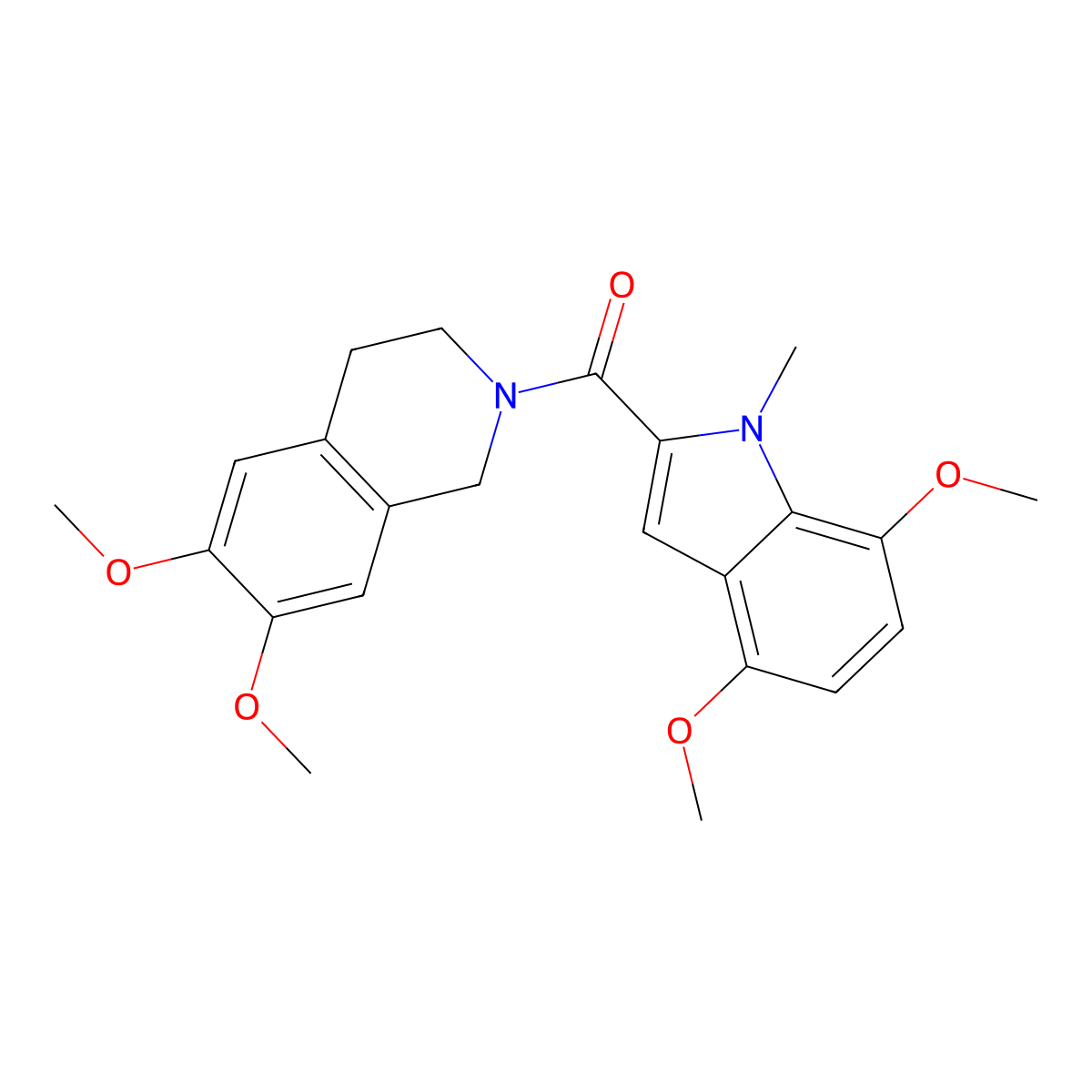 (6,7-dimethoxy-3,4-dihydroisoquinolin-2(1H)-yl)(4,7-dimethoxy-1-methyl-1H-indol-2-yl)methanone molecular structure, CAS 1351690-89-5