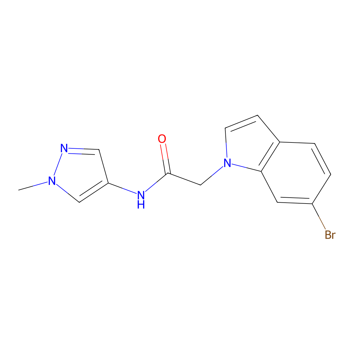 2-(6-bromo-1H-indol-1-yl)-N-(1-methyl-1H-pyrazol-4-yl)acetamide molecular structure, CAS 1351690-94-2