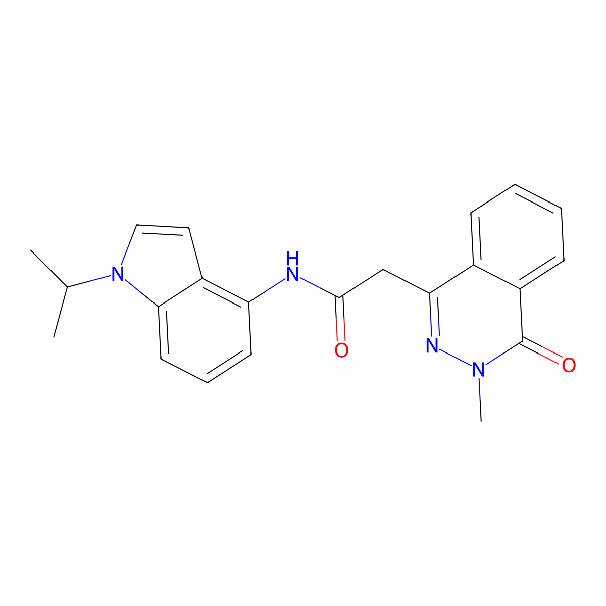 2-(3-methyl-4-oxo-3,4-dihydrophthalazin-1-yl)-N-[1-(propan-2-yl)-1H-indol-4-yl]acetamide molecular structure, CAS 1351691-27-4