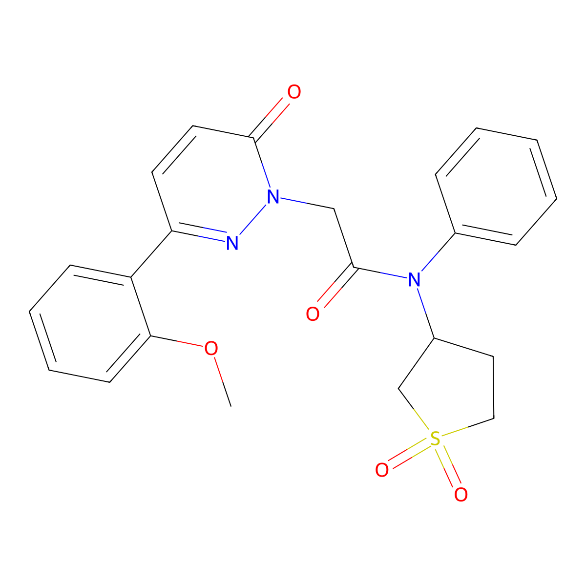 N-(1,1-dioxidotetrahydrothiophen-3-yl)-2-(3-(2-methoxyphenyl)-6-oxopyridazin-1(6H)-yl)-N-phenylacetamide molecular structure, CAS 1351691-35-4