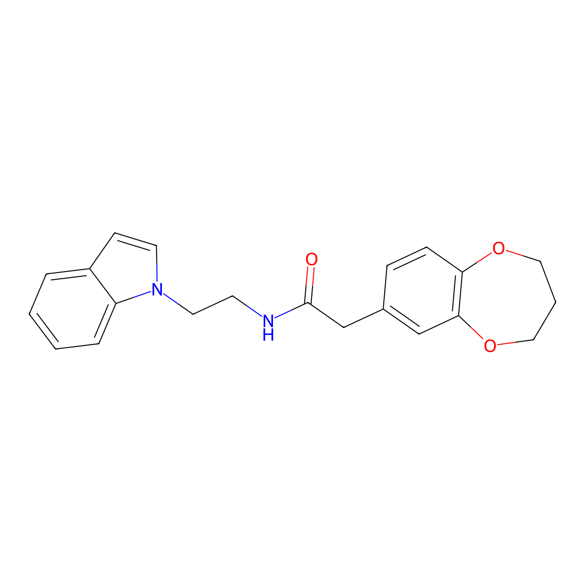 2-(3,4-dihydro-2H-1,5-benzodioxepin-7-yl)-N-[2-(1H-indol-1-yl)ethyl]acetamide molecular structure, CAS 1351691-38-7