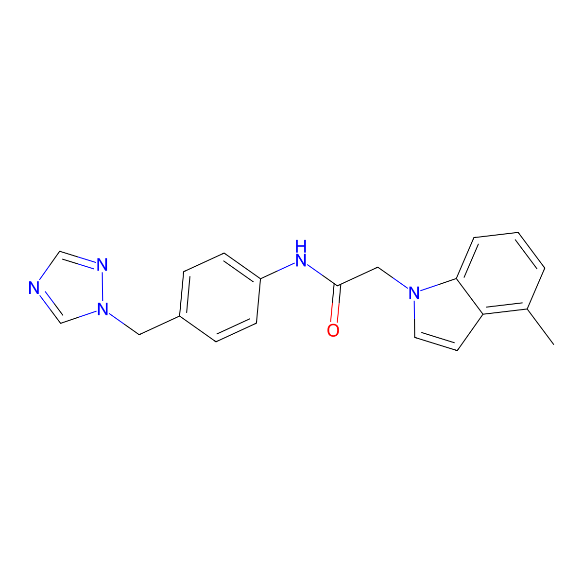 2-(4-methyl-1H-indol-1-yl)-N-[4-(1H-1,2,4-triazol-1-ylmethyl)phenyl]acetamide molecular structure, CAS 1351691-41-2