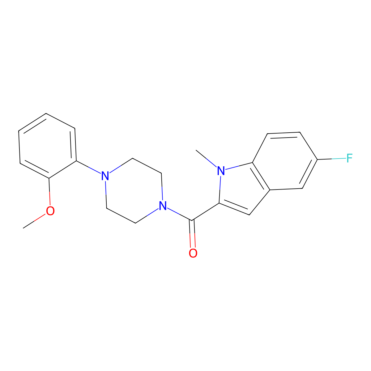(5-fluoro-1-methyl-1H-indol-2-yl)[4-(2-methoxyphenyl)piperazin-1-yl]methanone molecular structure, CAS 1351691-52-5