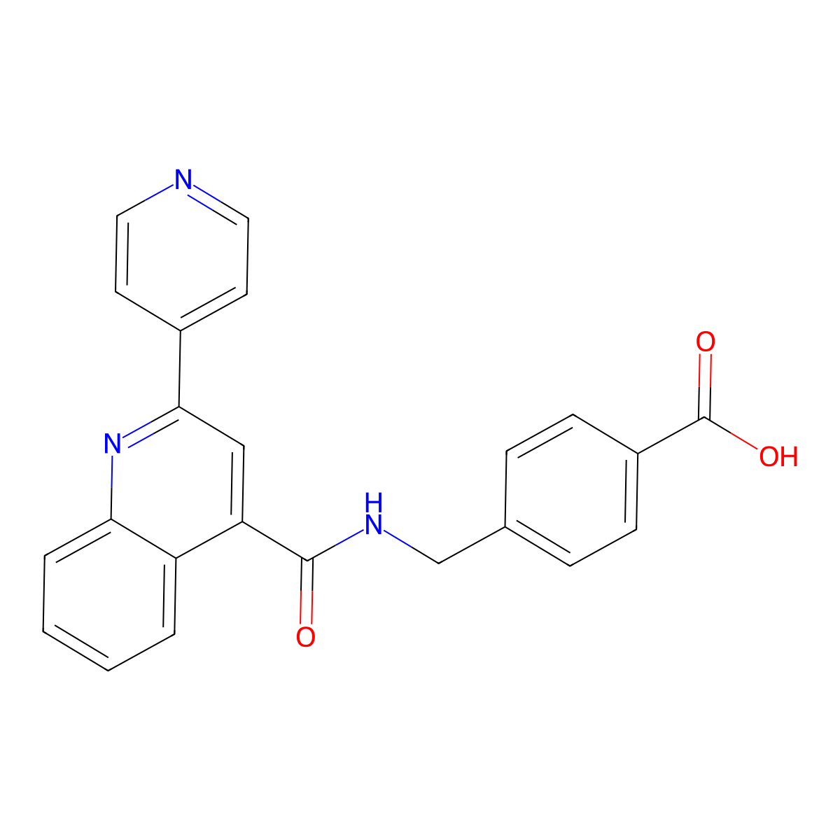 4-[({[2-(Pyridin-4-yl)quinolin-4-yl]carbonyl}amino)methyl]benzoic acid molecular structure, CAS 1351691-57-0