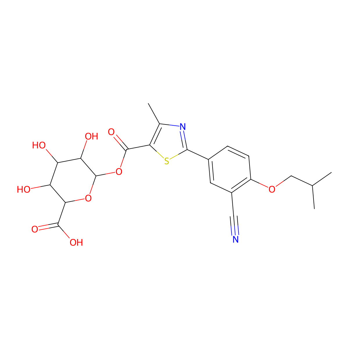 Febuxostat Acyl Glucuronide molecular structure, CAS 1351692-92-6