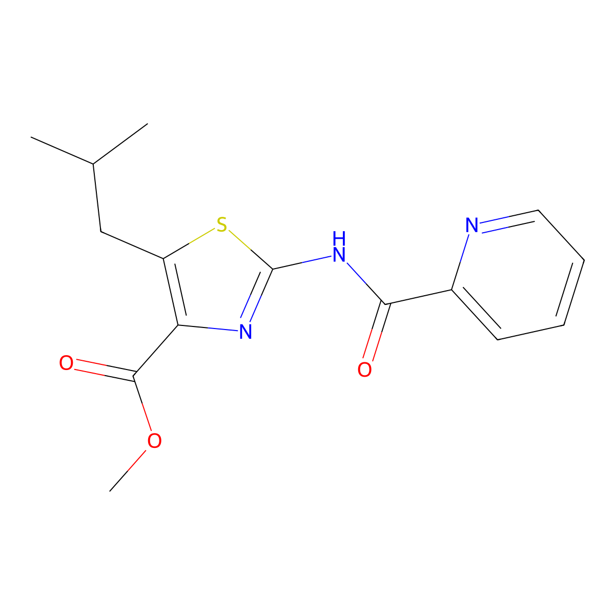 Methyl 5-isobutyl-2-[(2-pyridylcarbonyl)amino]-1,3-thiazole-4-carboxylate molecular structure, CAS 1351693-22-5