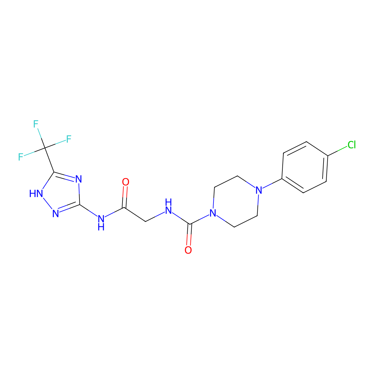 4-(4-chlorophenyl)-N-(2-oxo-2-{[3-(trifluoromethyl)-1H-1,2,4-triazol-5-yl]amino}ethyl)piperazine-1-carboxamide molecular structure, CAS 1351693-27-0