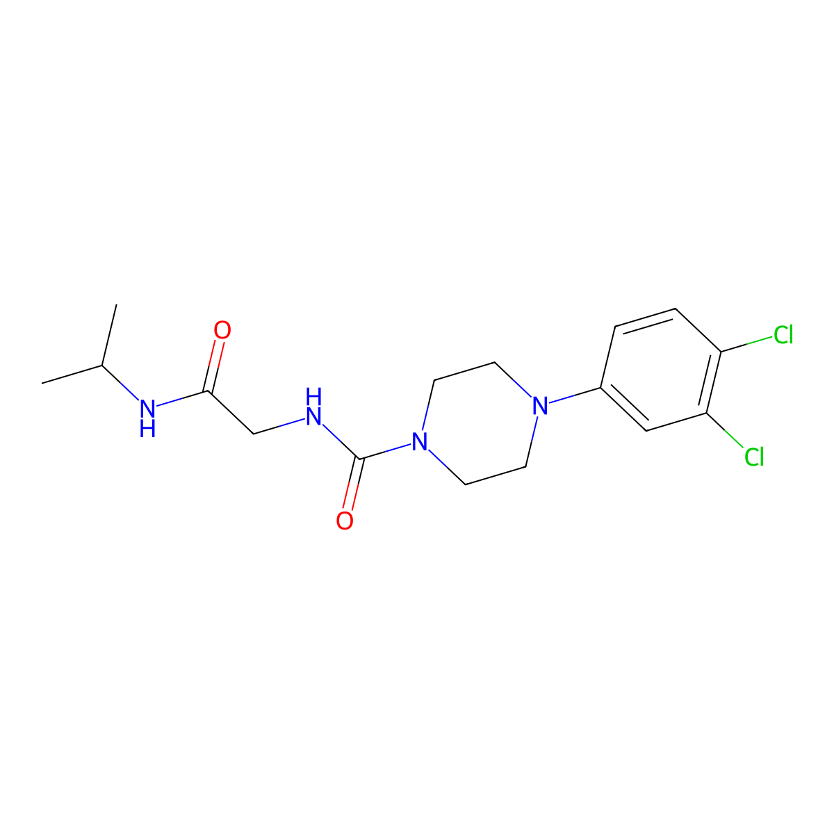 4-(3,4-dichlorophenyl)-N-[2-oxo-2-(propan-2-ylamino)ethyl]piperazine-1-carboxamide molecular structure, CAS 1351693-39-4
