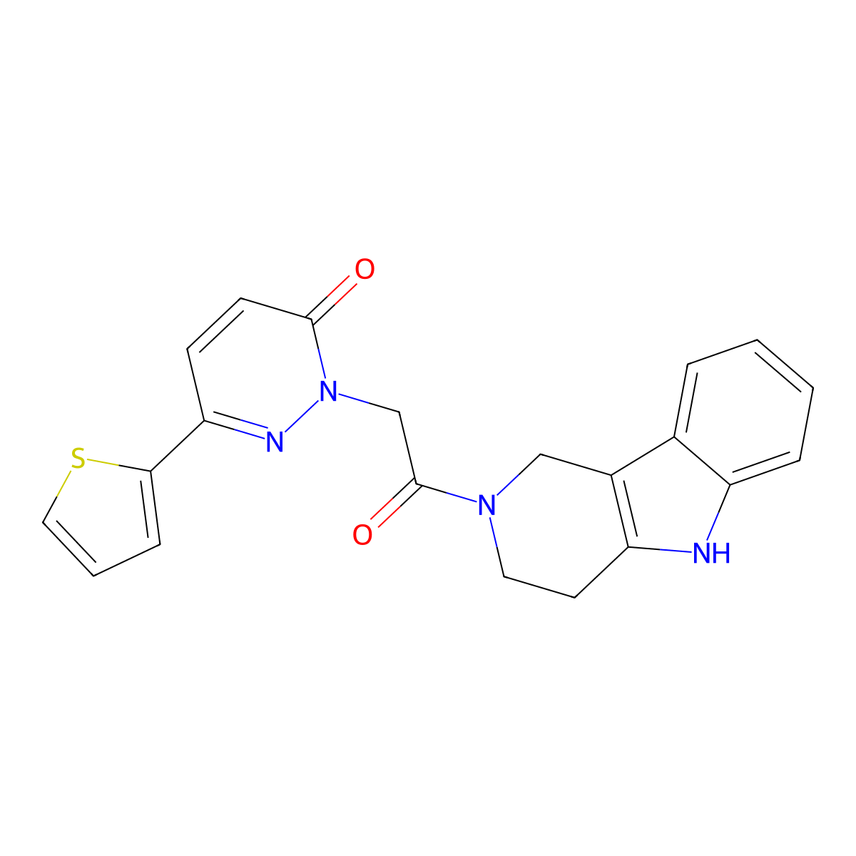 2-[2-oxo-2-(1,3,4,5-tetrahydro-2H-pyrido[4,3-b]indol-2-yl)ethyl]-6-(2-thienyl)-3(2H)-pyridazinone molecular structure, CAS 1351693-41-8