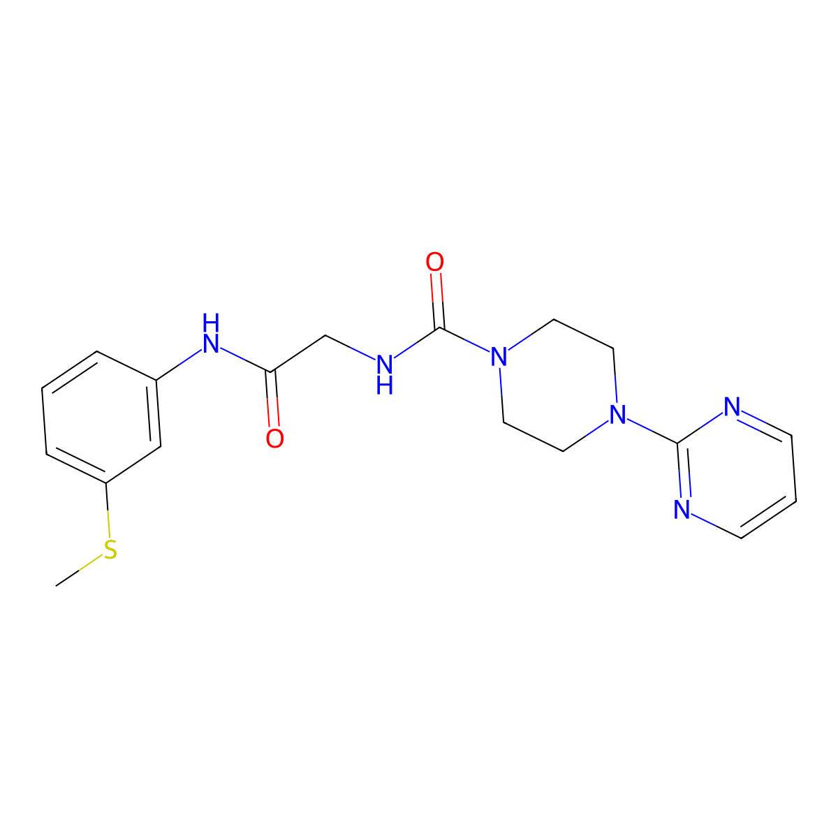 N-(2-{[3-(methylsulfanyl)phenyl]amino}-2-oxoethyl)-4-(pyrimidin-2-yl)piperazine-1-carboxamide molecular structure, CAS 1351693-60-1