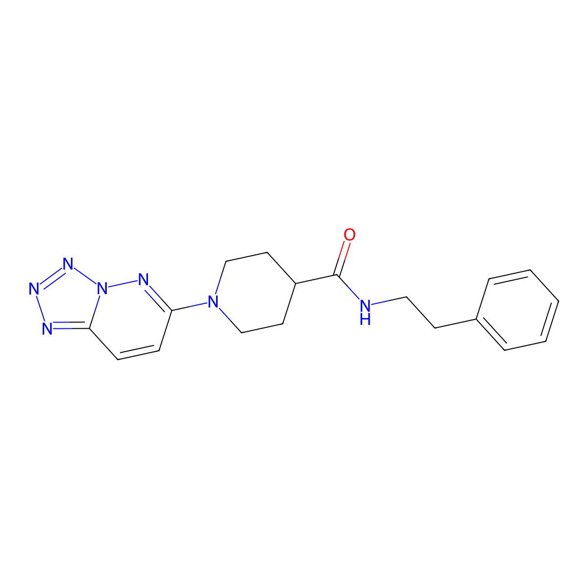 N-phenethyl-1-(tetrazolo[1,5-b]pyridazin-6-yl)piperidine-4-carboxamide molecular structure, CAS 1351693-71-4