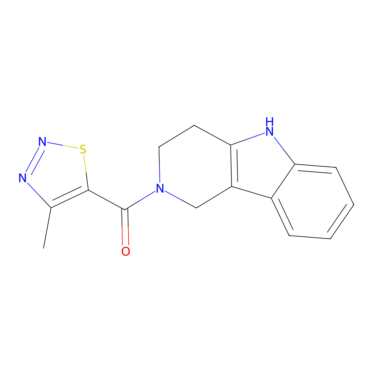 (4-methyl-1,2,3-thiadiazol-5-yl)(1,3,4,5-tetrahydro-2H-pyrido[4,3-b]indol-2-yl)methanone molecular structure, CAS 1351693-76-9