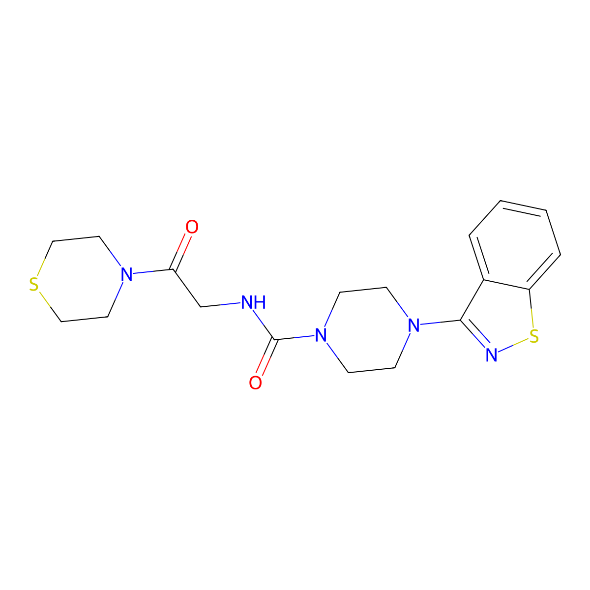 4-(1,2-benzothiazol-3-yl)-N-[2-oxo-2-(thiomorpholin-4-yl)ethyl]piperazine-1-carboxamide molecular structure, CAS 1351693-77-0