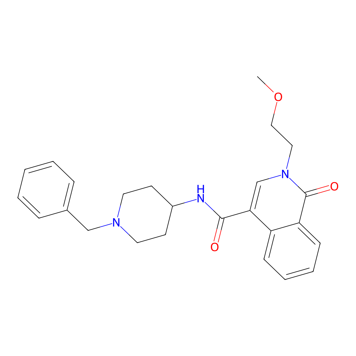 N-(1-benzylpiperidin-4-yl)-2-(2-methoxyethyl)-1-oxo-1,2-dihydroisoquinoline-4-carboxamide molecular structure, CAS 1351693-85-0