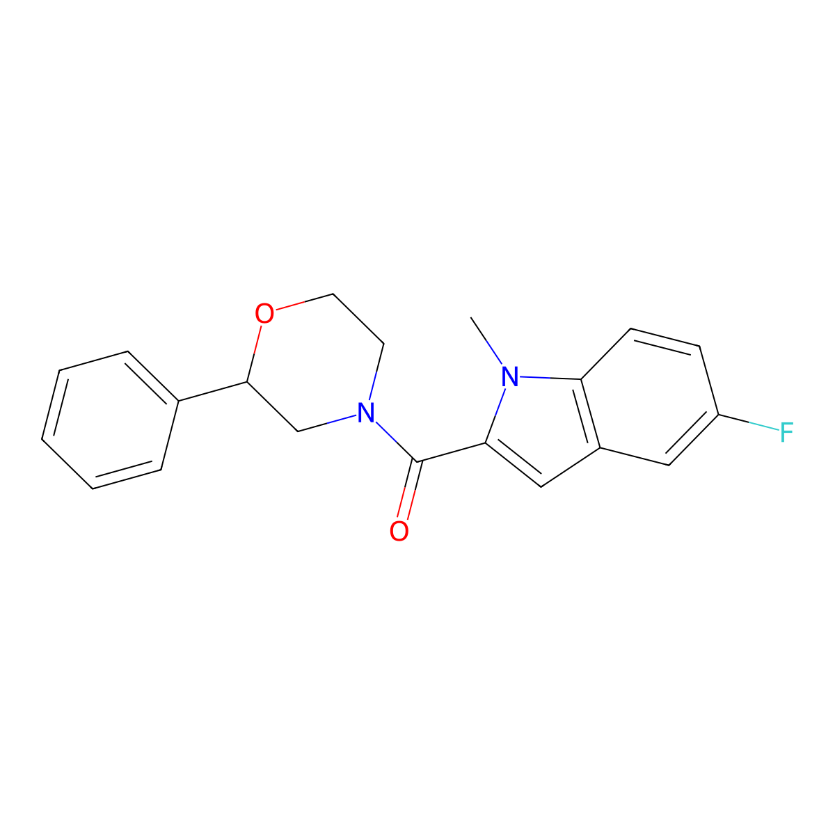 (5-fluoro-1-methyl-1H-indol-2-yl)(2-phenylmorpholin-4-yl)methanone molecular structure, CAS 1351693-91-8