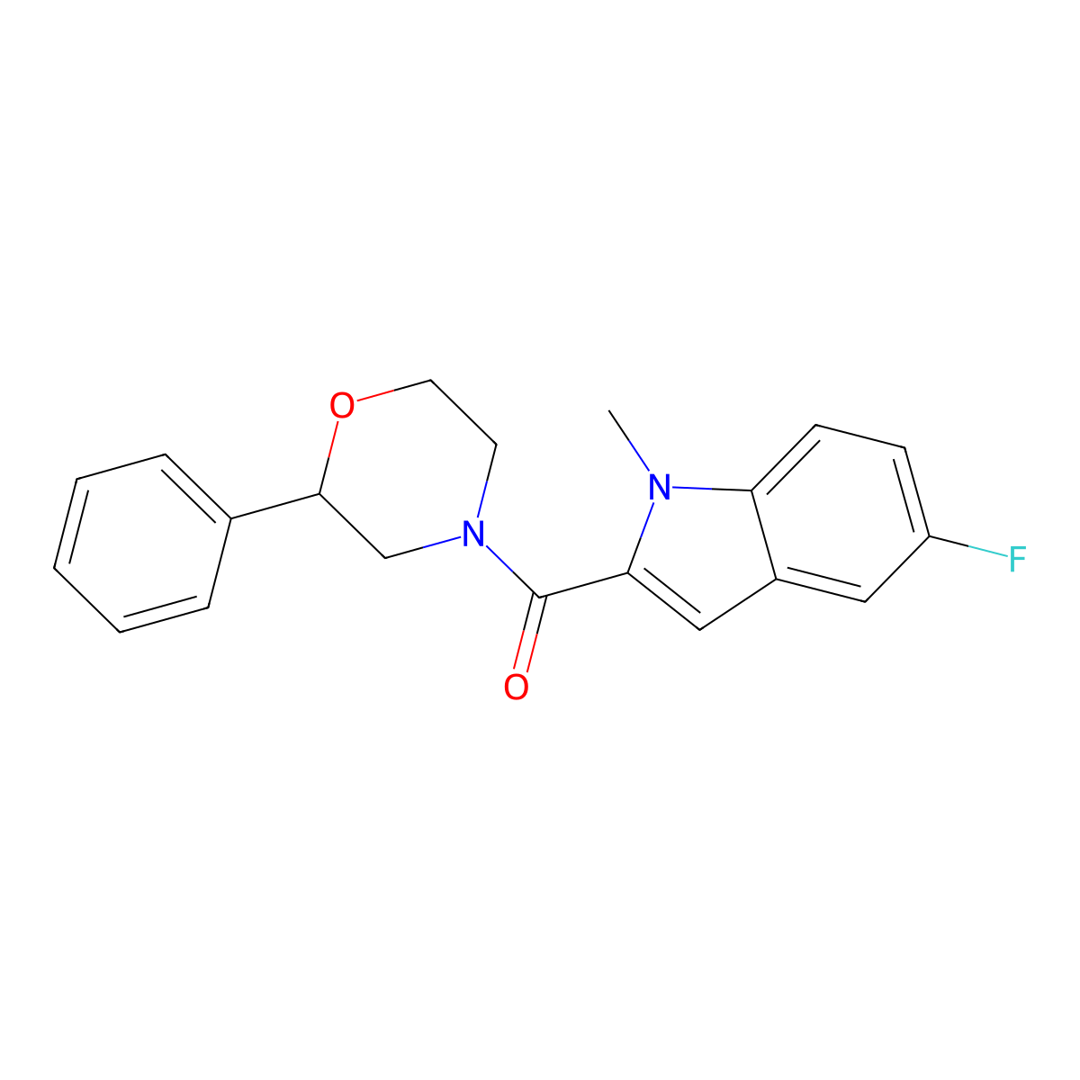 (5-fluoro-1-methyl-1H-indol-2-yl)(2-phenylmorpholin-4-yl)methanone molecular structure, CAS 1351693-91-8