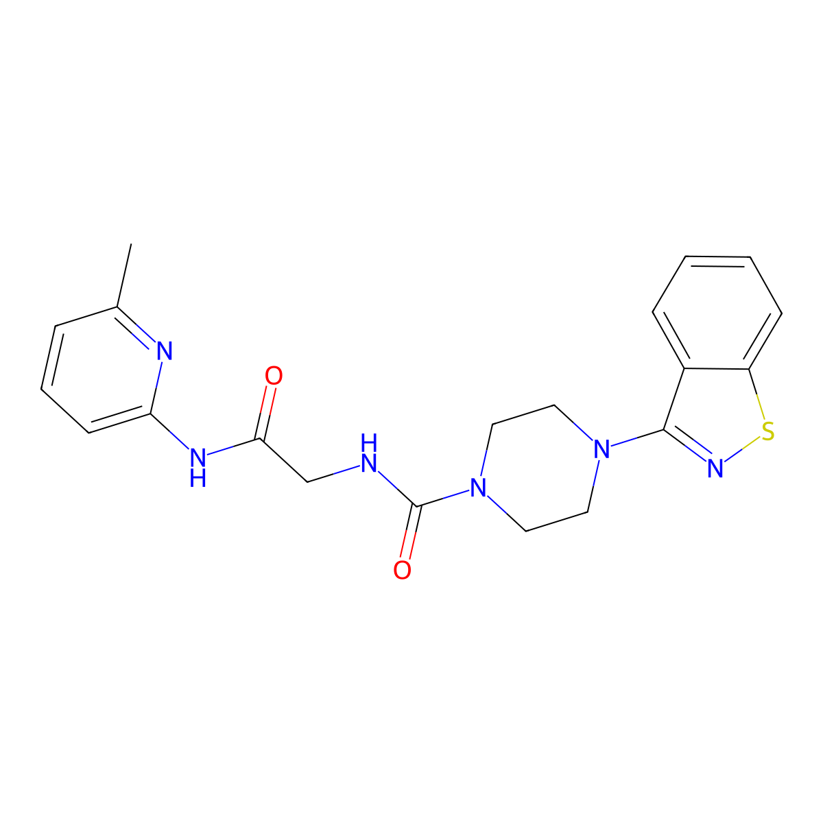 4-(1,2-benzothiazol-3-yl)-N-{2-[(6-methylpyridin-2-yl)amino]-2-oxoethyl}piperazine-1-carboxamide molecular structure, CAS 1351694-00-2