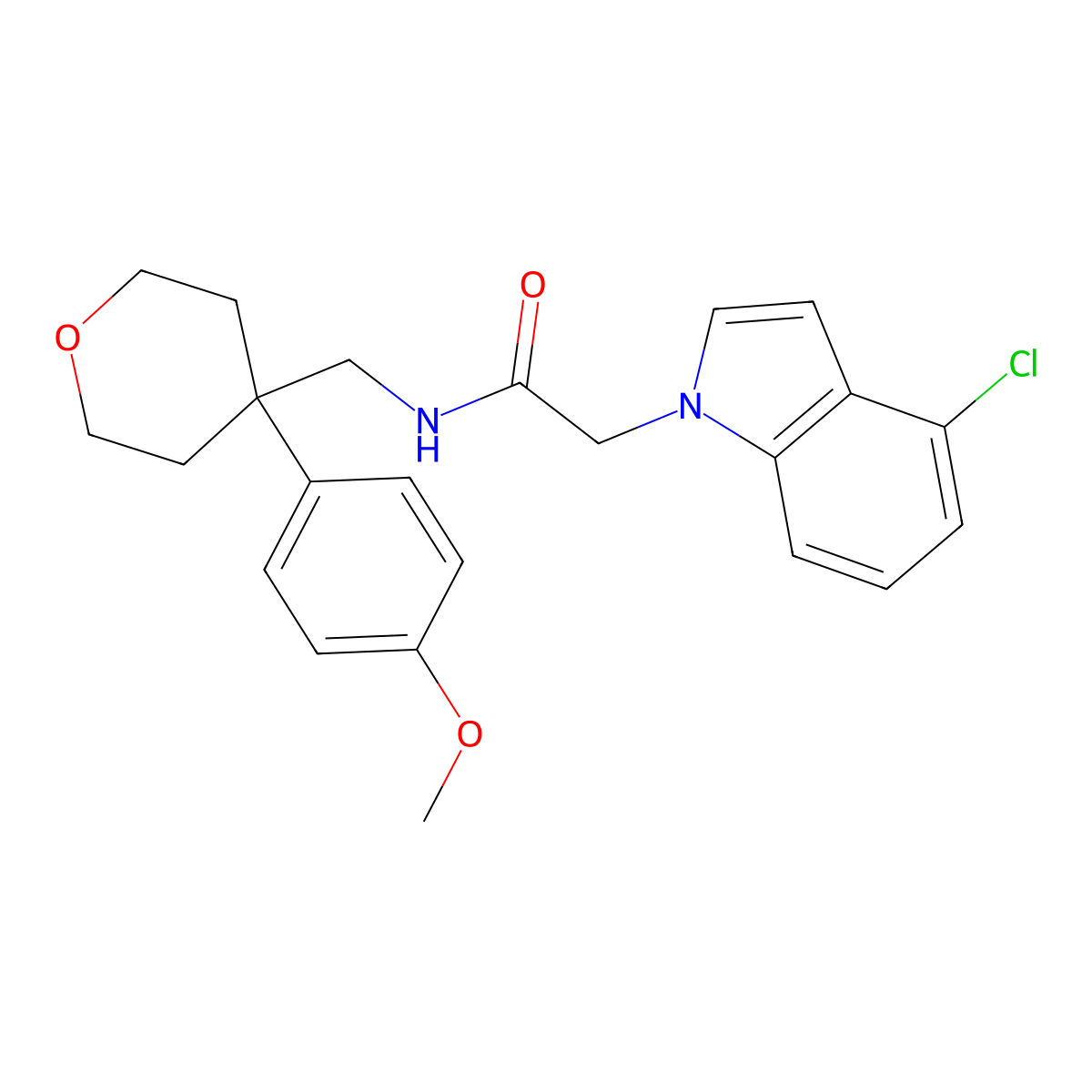2-(4-chloro-1H-indol-1-yl)-N-{[4-(4-methoxyphenyl)tetrahydro-2H-pyran-4-yl]methyl}acetamide molecular structure, CAS 1351694-01-3