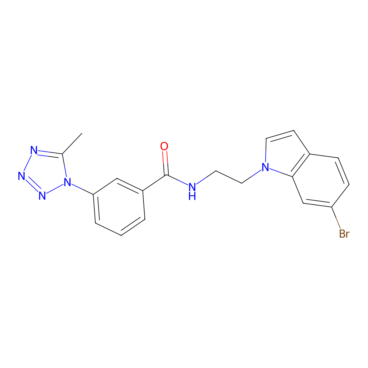 N-[2-(6-bromo-1H-indol-1-yl)ethyl]-3-(5-methyl-1H-1,2,3,4-tetraazol-1-yl)benzamide molecular structure, CAS 1351694-05-7
