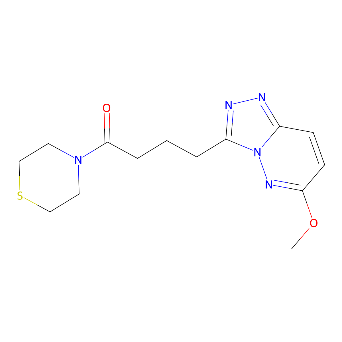 4-(6-Methoxy[1,2,4]triazolo[4,3-b]pyridazin-3-yl)-1-(thiomorpholin-4-yl)butan-1-one molecular structure, CAS 1351694-06-8