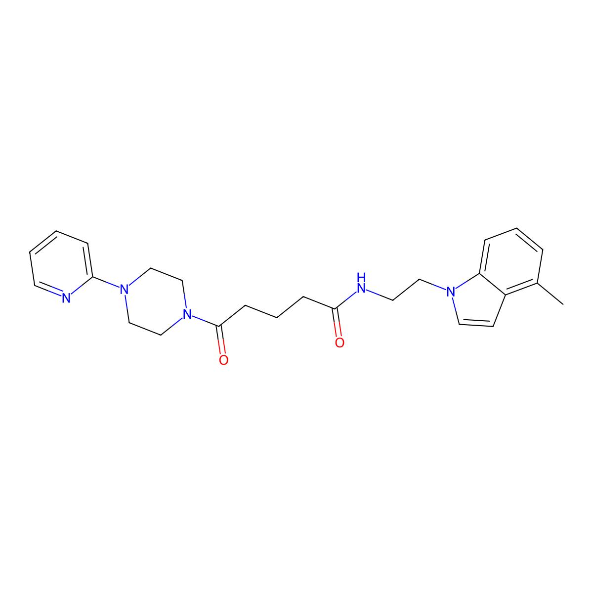N-[2-(4-methyl-1H-indol-1-yl)ethyl]-5-oxo-5-[4-(2-pyridyl)piperazino]pentanamide molecular structure, CAS 1351694-13-7