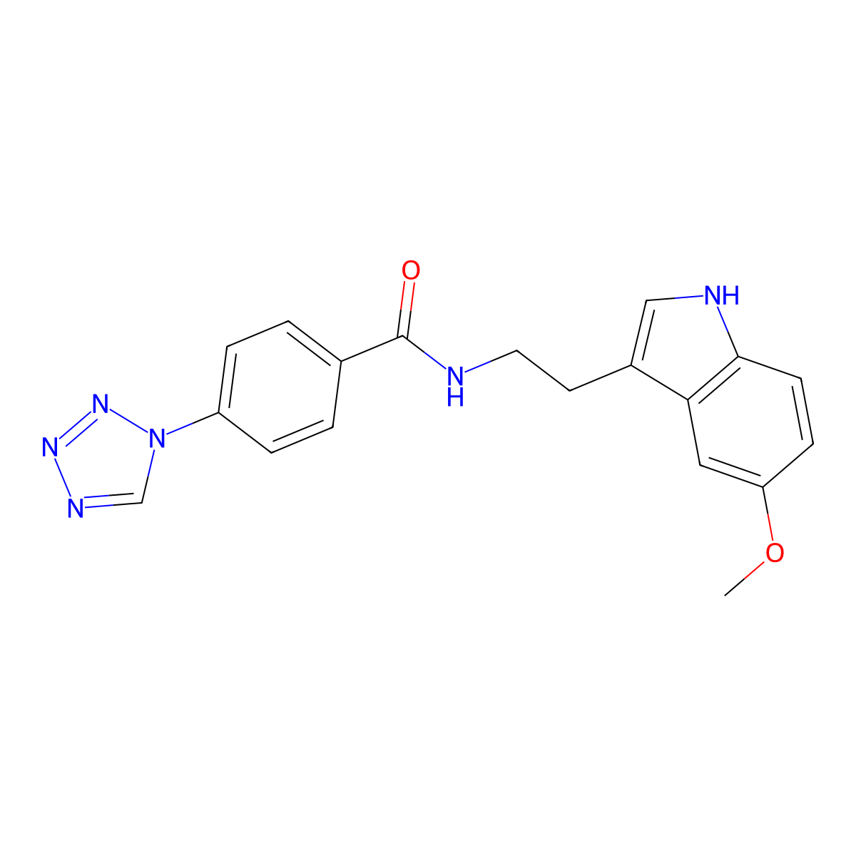 N-[2-(5-methoxy-1H-indol-3-yl)ethyl]-4-(1H-1,2,3,4-tetraazol-1-yl)benzamide molecular structure, CAS 1351694-27-3