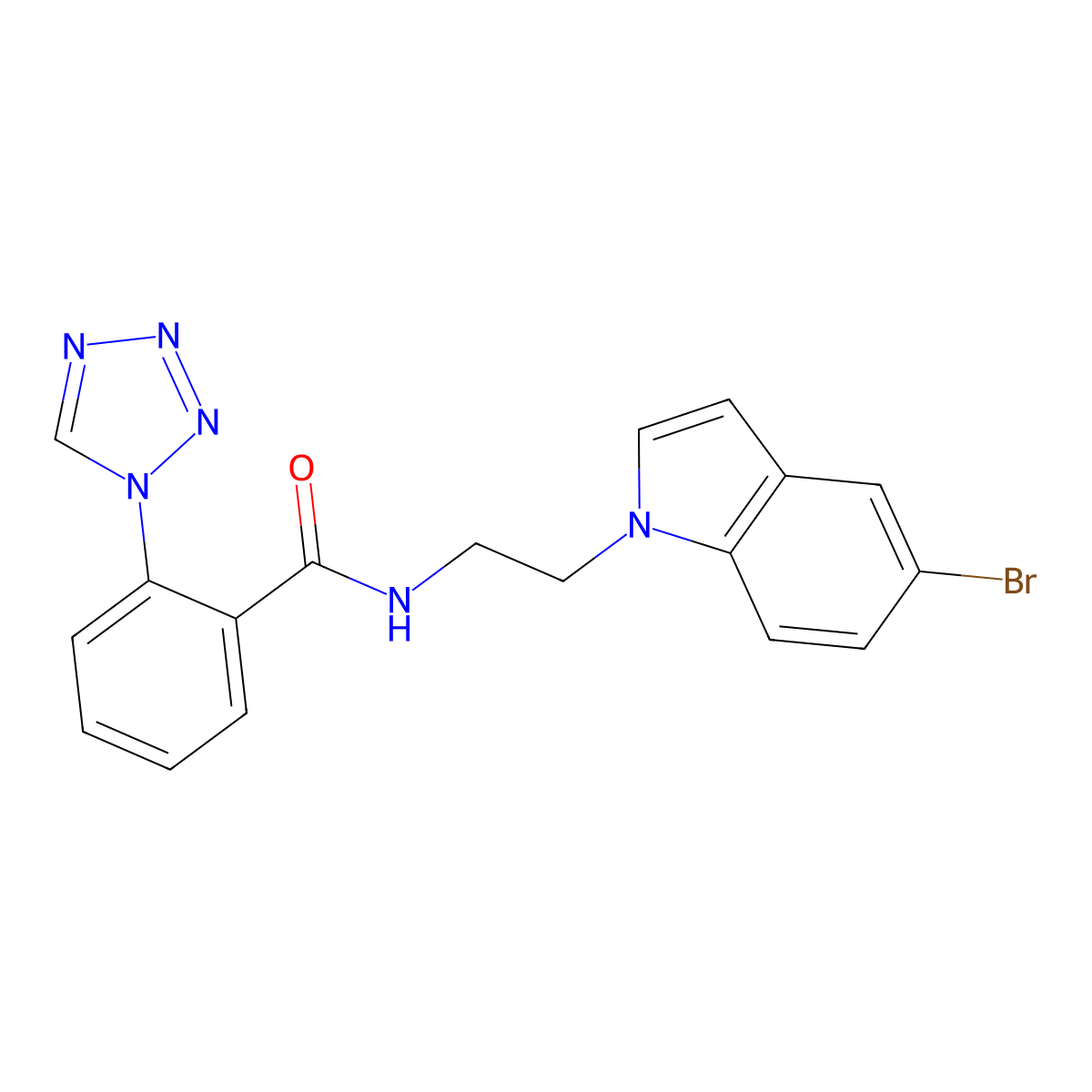 N-[2-(5-bromo-1H-indol-1-yl)ethyl]-2-(1H-1,2,3,4-tetraazol-1-yl)benzamide molecular structure, CAS 1351694-29-5
