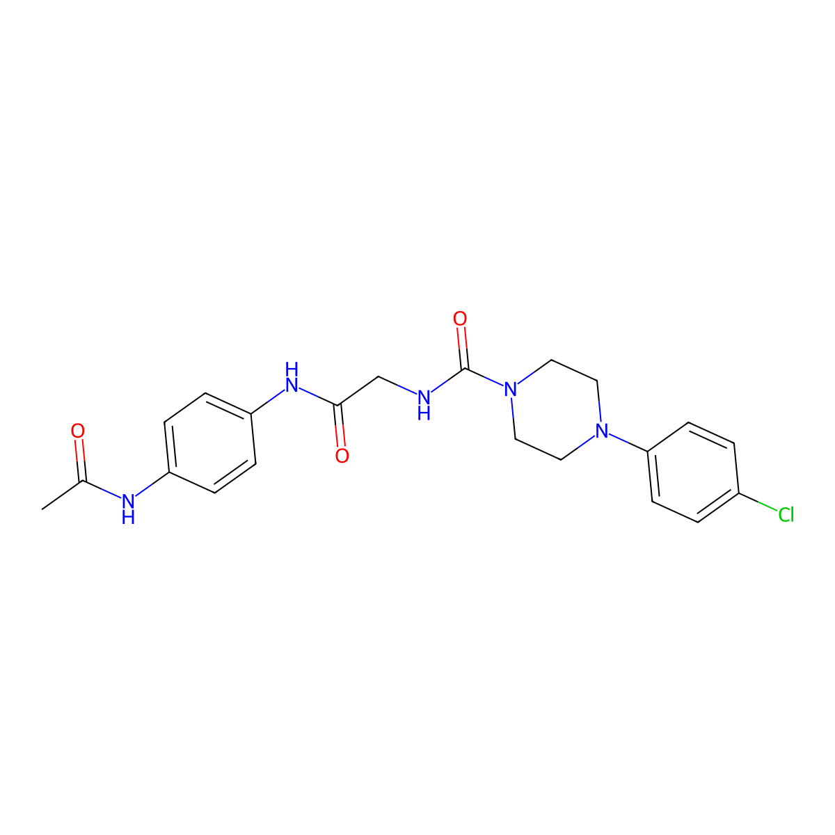 N-(2-{[4-(acetylamino)phenyl]amino}-2-oxoethyl)-4-(4-chlorophenyl)piperazine-1-carboxamide molecular structure, CAS 1351694-32-0