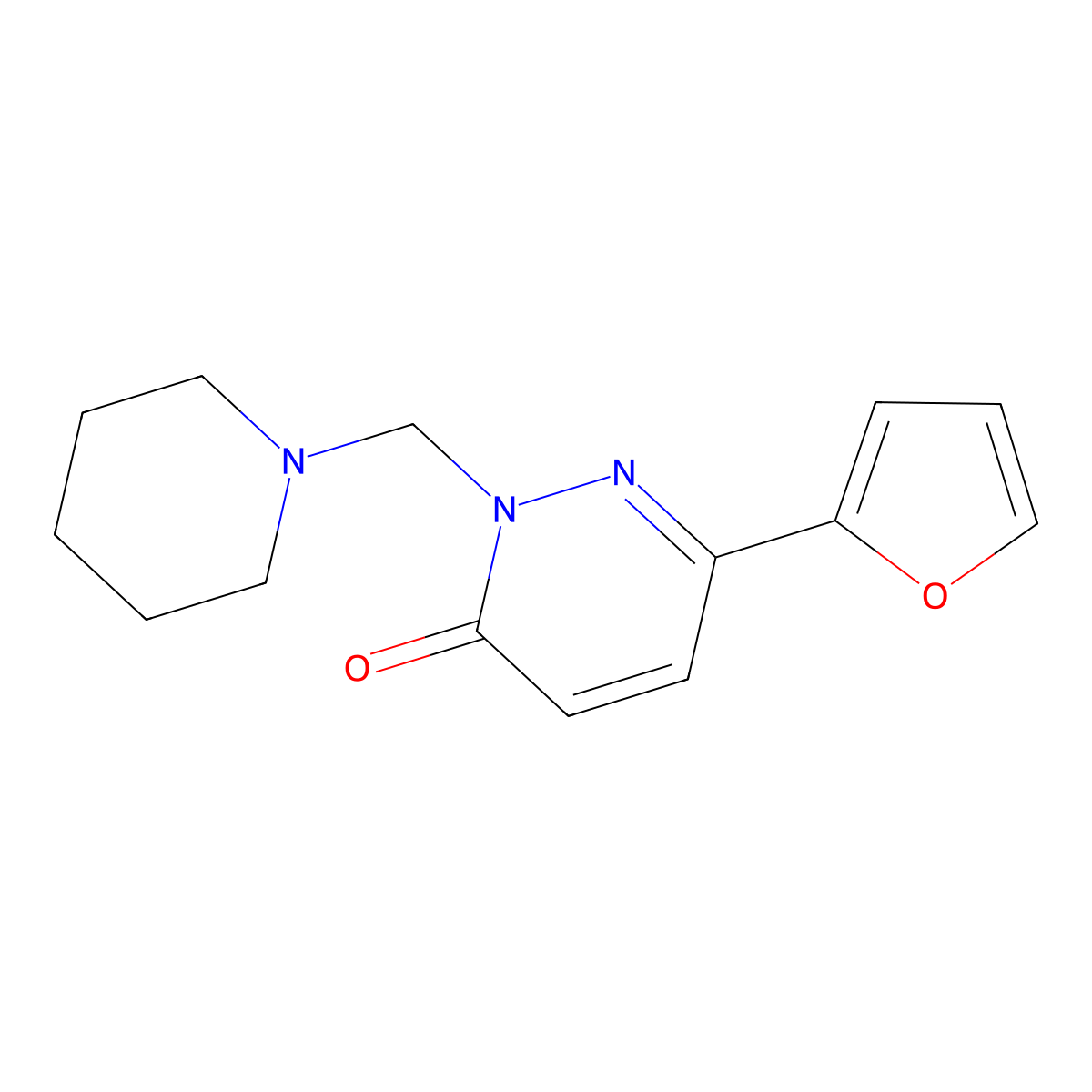 6-(furan-2-yl)-2-(piperidin-1-ylmethyl)pyridazin-3(2H)-one molecular structure, CAS 1351694-41-1