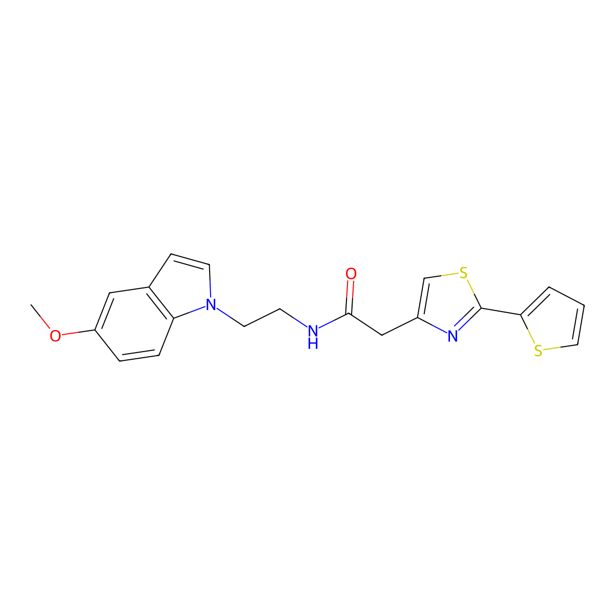 N-[2-(5-methoxy-1H-indol-1-yl)ethyl]-2-[2-(thiophen-2-yl)-1,3-thiazol-4-yl]acetamide molecular structure, CAS 1351694-69-3