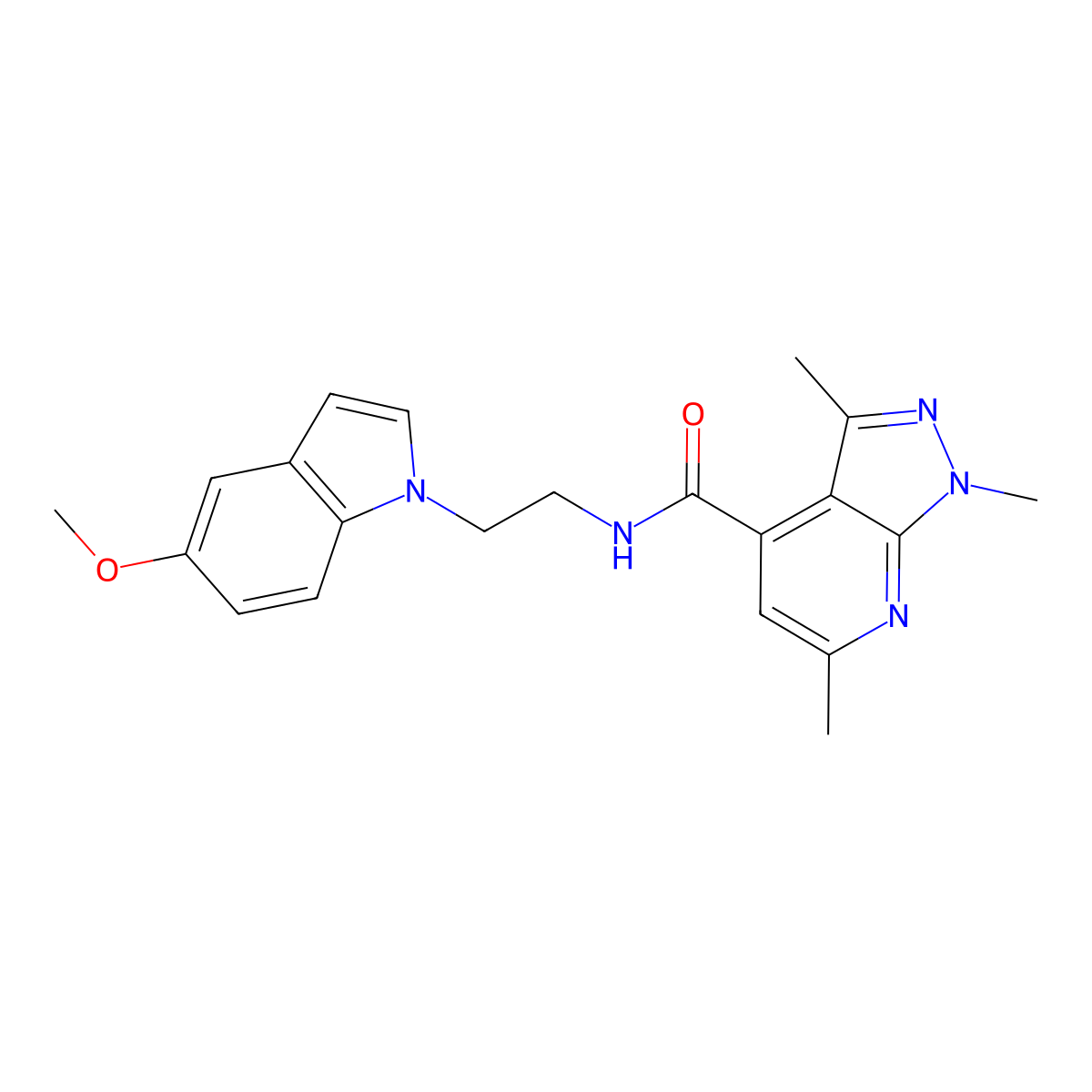 N-[2-(5-methoxy-1H-indol-1-yl)ethyl]-1,3,6-trimethyl-1H-pyrazolo[3,4-b]pyridine-4-carboxamide molecular structure, CAS 1351694-72-8