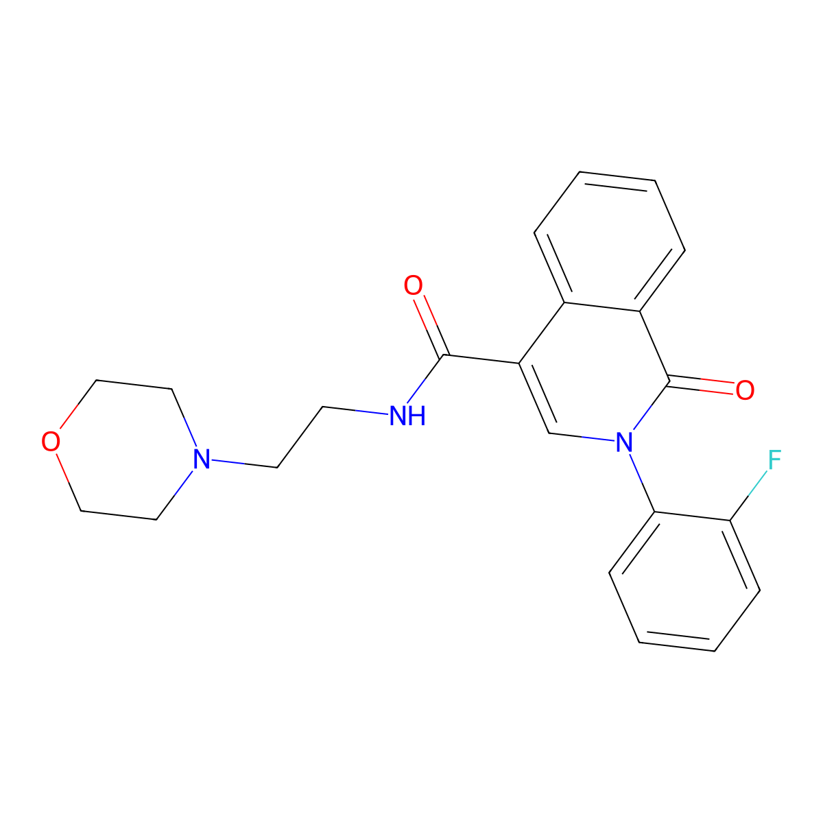 2-(2-fluorophenyl)-N-(2-morpholinoethyl)-1-oxo-1,2-dihydro-4-isoquinolinecarboxamide molecular structure, CAS 1351694-78-4