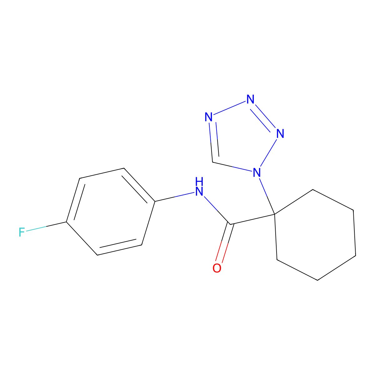 N-(4-fluorophenyl)-1-(1H-tetrazol-1-yl)cyclohexanecarboxamide molecular structure, CAS 1351694-91-1