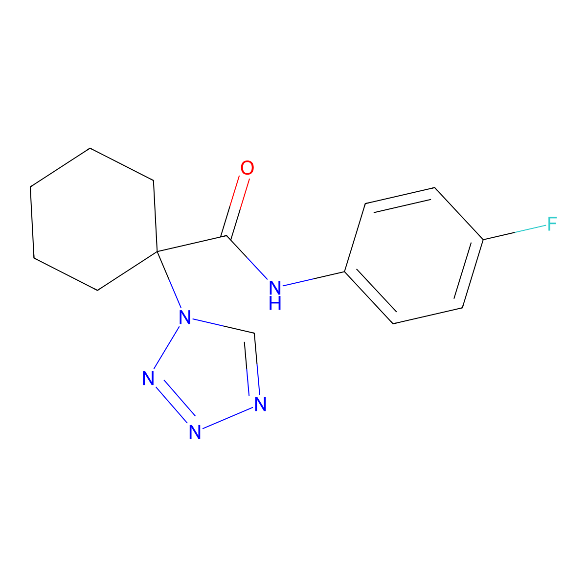 N-(4-fluorophenyl)-1-(1H-tetrazol-1-yl)cyclohexanecarboxamide molecular structure, CAS 1351694-91-1