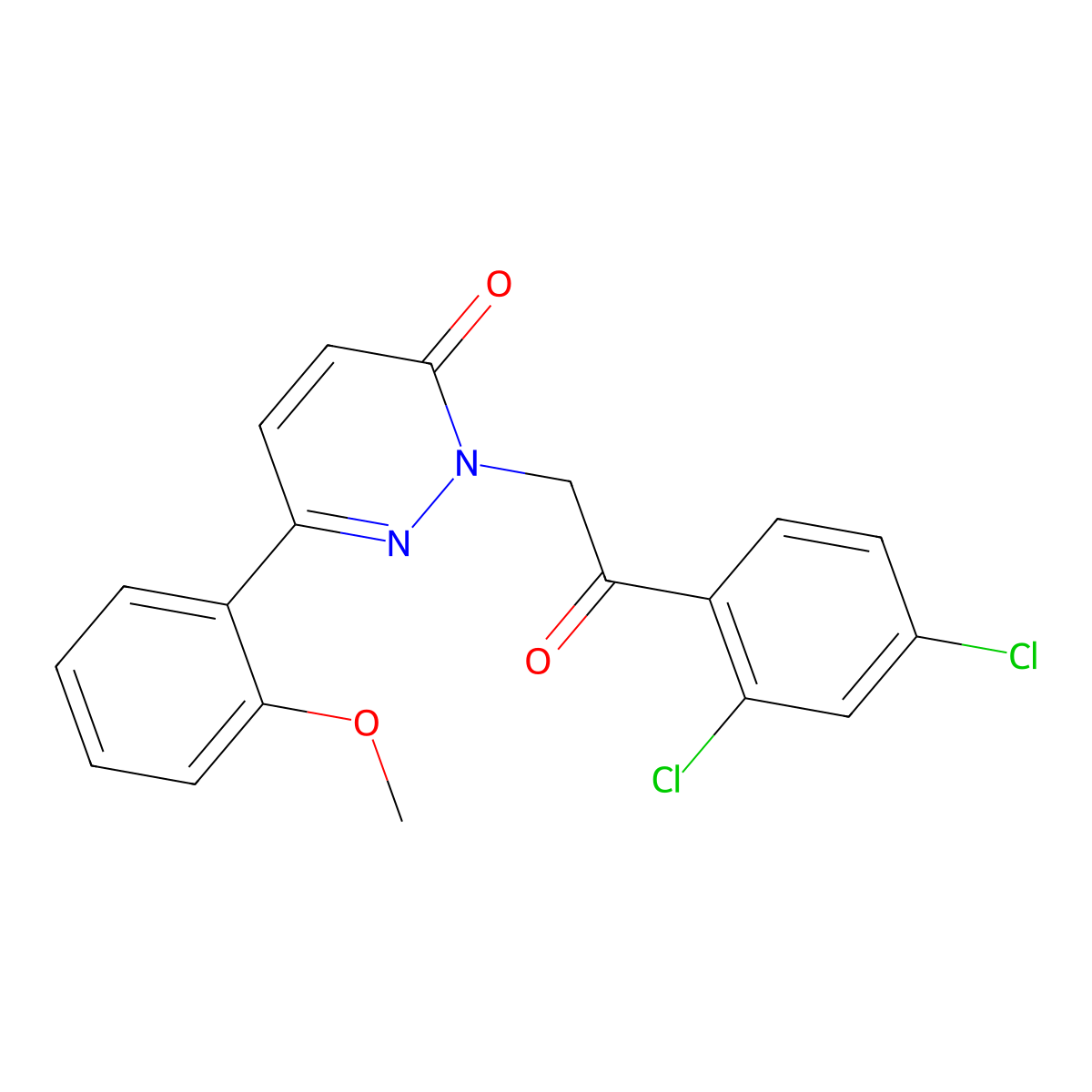 2-[2-(2,4-dichlorophenyl)-2-oxoethyl]-6-(2-methoxyphenyl)-3(2H)-pyridazinone molecular structure, CAS 1351694-94-4