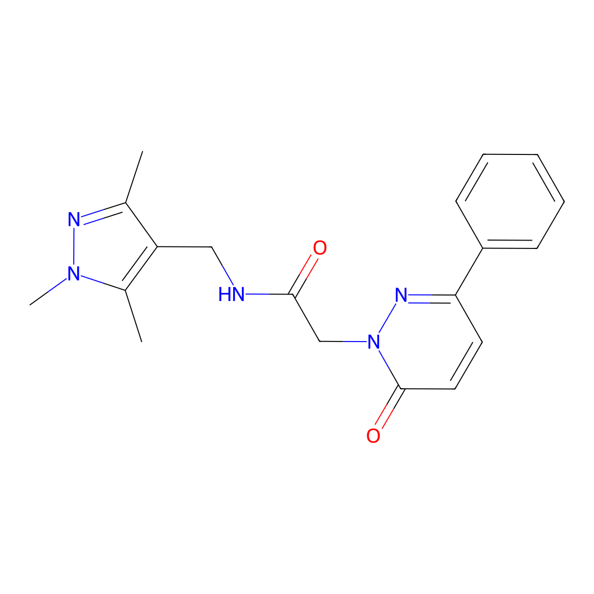 2-[6-oxo-3-phenyl-1(6H)-pyridazinyl]-N-[(1,3,5-trimethyl-1H-pyrazol-4-yl)methyl]acetamide molecular structure, CAS 1351694-95-5