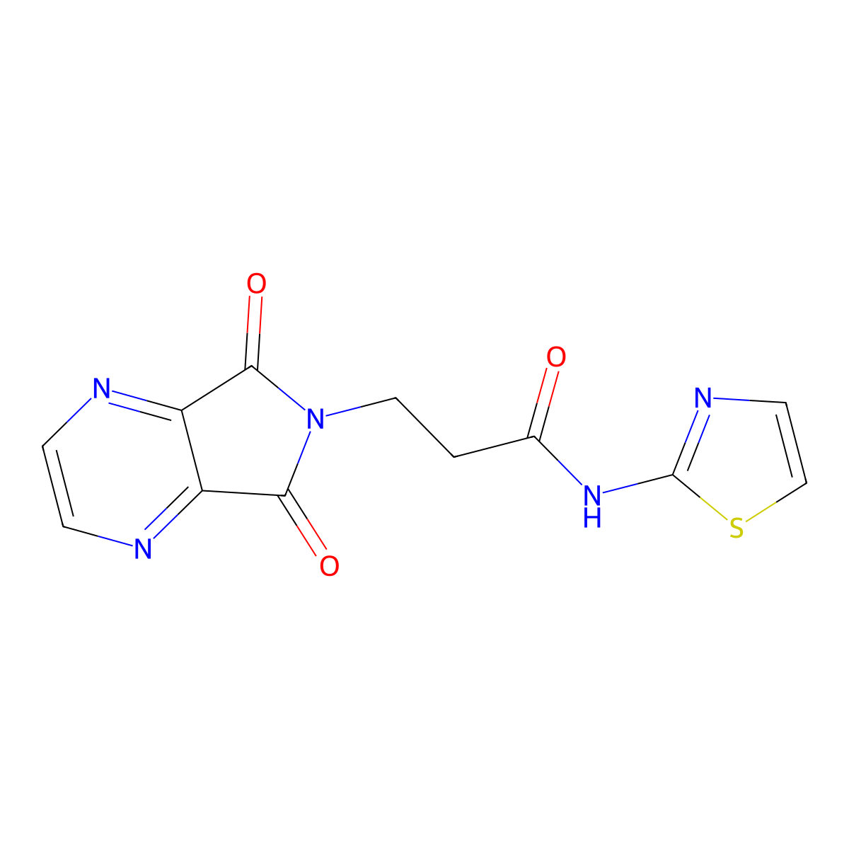 3-(5,7-dioxo-5H-pyrrolo[3,4-b]pyrazin-6(7H)-yl)-N-(thiazol-2-yl)propanamide molecular structure, CAS 1351694-99-9
