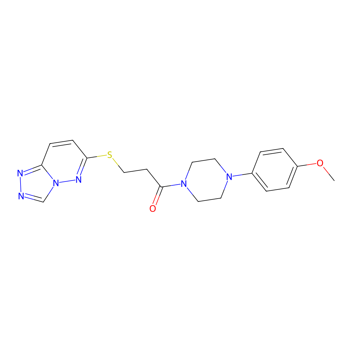 1-[4-(4-Methoxyphenyl)piperazin-1-yl]-3-([1,2,4]triazolo[4,3-b]pyridazin-6-ylsulfanyl)propan-1-one molecular structure, CAS 1351695-00-5