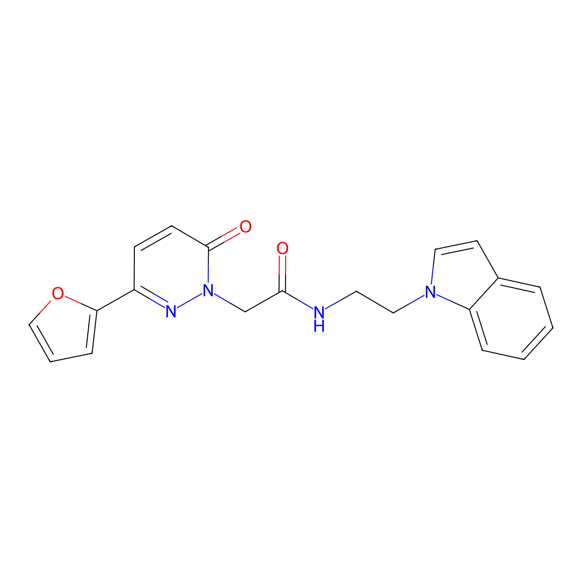 2-[3-(2-furyl)-6-oxo-1(6H)-pyridazinyl]-N-[2-(1H-indol-1-yl)ethyl]acetamide molecular structure, CAS 1351695-09-4